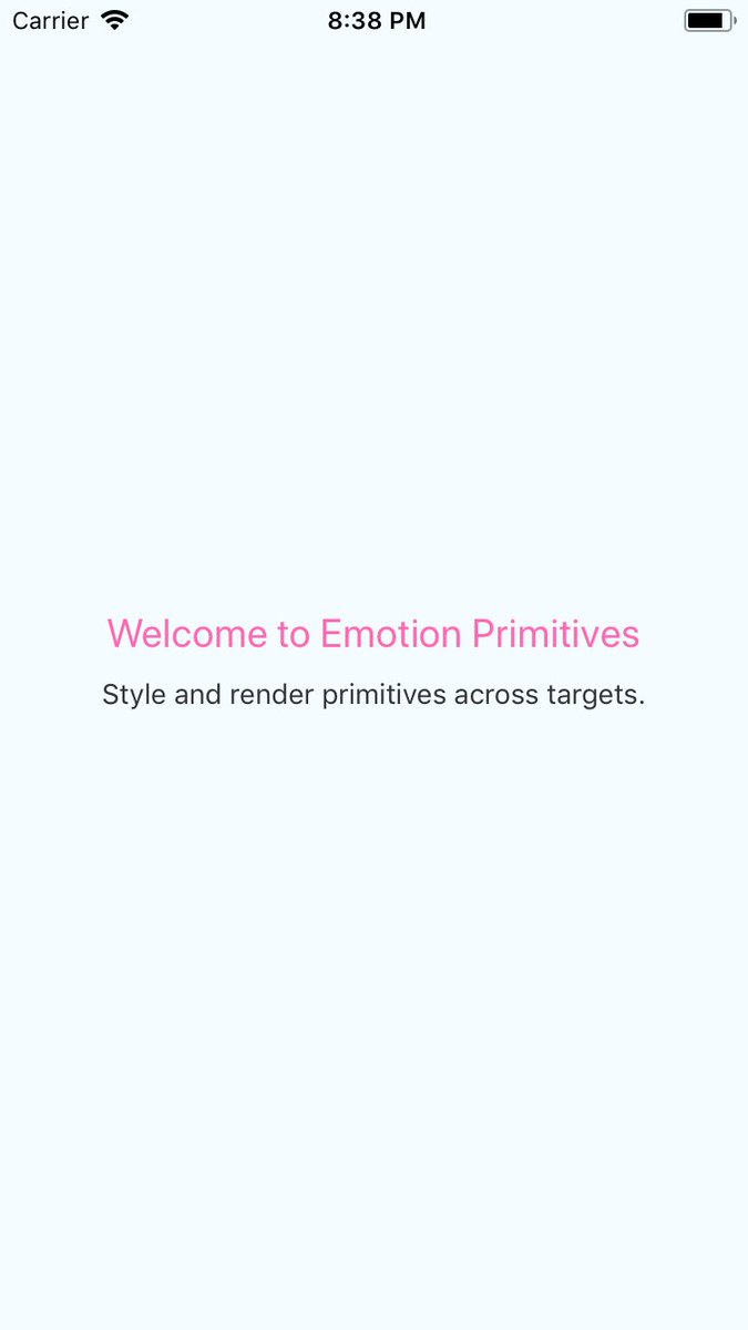 Screenshot of an ios app showing "Welcome to Emotion Primitives"