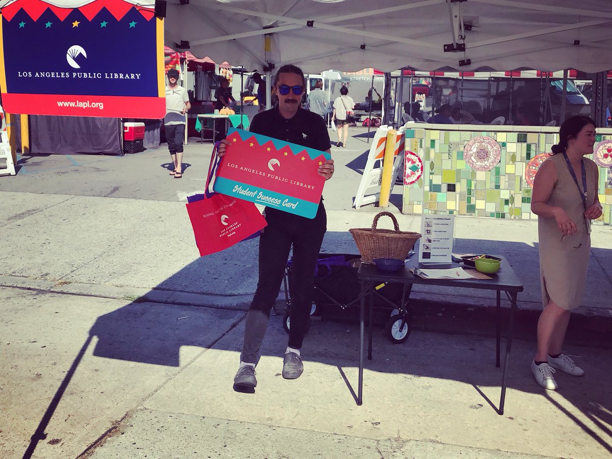 DJZibaZ's tweet image. Is it too hot for library outreach? Not for Jon-o! #BestCardinLA #EdendaleLibrary