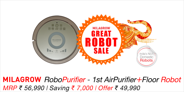 MilagrowRobots's tweet image. Great Robot Sale - Save Rs. 7,000 on World&apos;s 1st Air Purifier cum Floor Robot Milagrow RoboPurifier zurl.co/jn1zb
#FloorRobots #AirPurifier #Robovac #CleaningRobots #RoboticVacuumCleaner #VacuumCleaner #FloorCleaningMachine