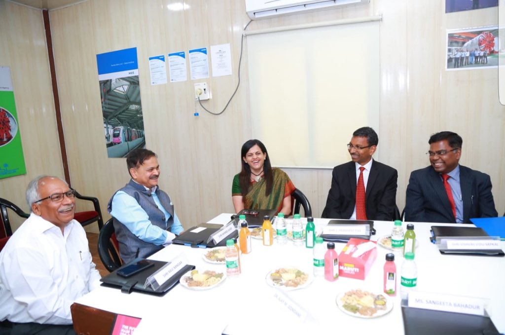 VishvasSapkal's tweet photo. @AshwiniBhide ,MD, Mumbai Metro Rail Corporation @MumbaiMetro3 did excellent presentation to 9 Indian Ambassadors’ group on 28.6.18 during state visit; kudos to MMRC team for their Herculean efforts to bring out upcoming marvel @MEAIndia @states_mea https://t.co/pMMmgM73JQ