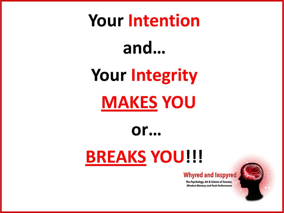 garyaferraro's tweet photo. https://t.co/eKJzb3XDKf
  
INTENTION and INTEGRITY...Two VERY BIG Words...Two VERY CRUCIAL CHARACTERISTICS to VALUE and MASTER...You Have a CHOICE With Each Of Them...Just Remember This...Your INTENTION and Your INTEGRITY... Will ... MAKE YOU or Eventually...BREAK YOU!!! https://t.co/JADSu3fe8j