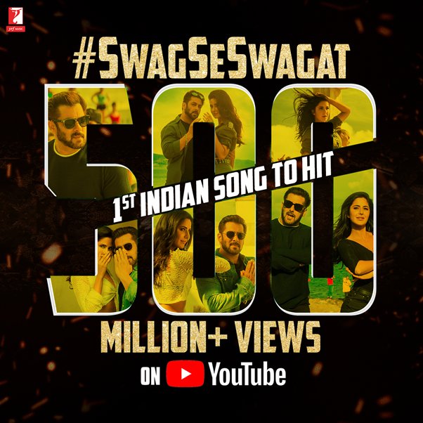 OYERJALOK's tweet photo. RECORD 500 Millions n Counting
@yrf ’s Swag Se Swagat becomes the first Indian song to hit 500 Million Views Thumping Track from @BeingSalmanKhan #KatrinaKaif starrer #TigerZindaHai Creates New @YouTube @YouTubeIndia Record 
@aliabbaszafar @VishalDadlani @ShekharRavjiani 
#RjAlok https://t.co/IbbiQbOme0