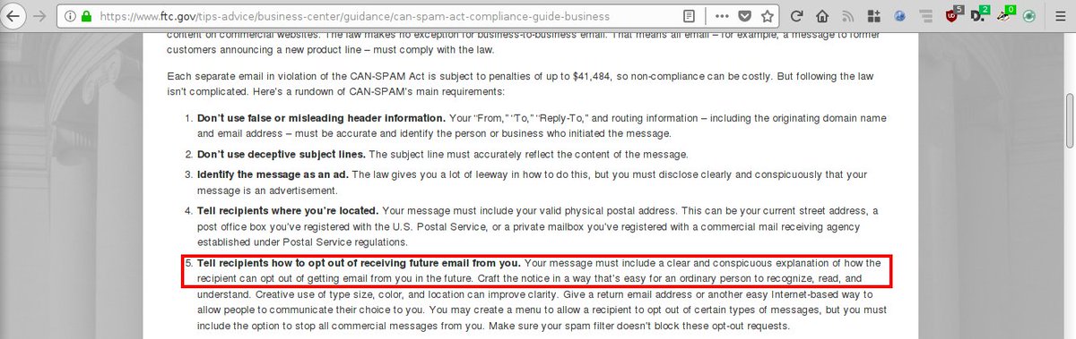 CAN-SPAM Act requires "unsubscribe" link