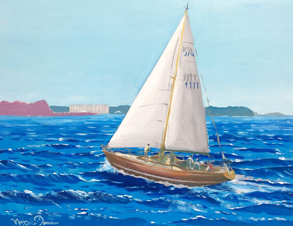 O Xrhsths コンテナくん Sto Twitter 先月神奈川県三浦半島での取材をもとに まずはヨットの絵1枚目を描きました 三浦半島 シーボニア ヨット
