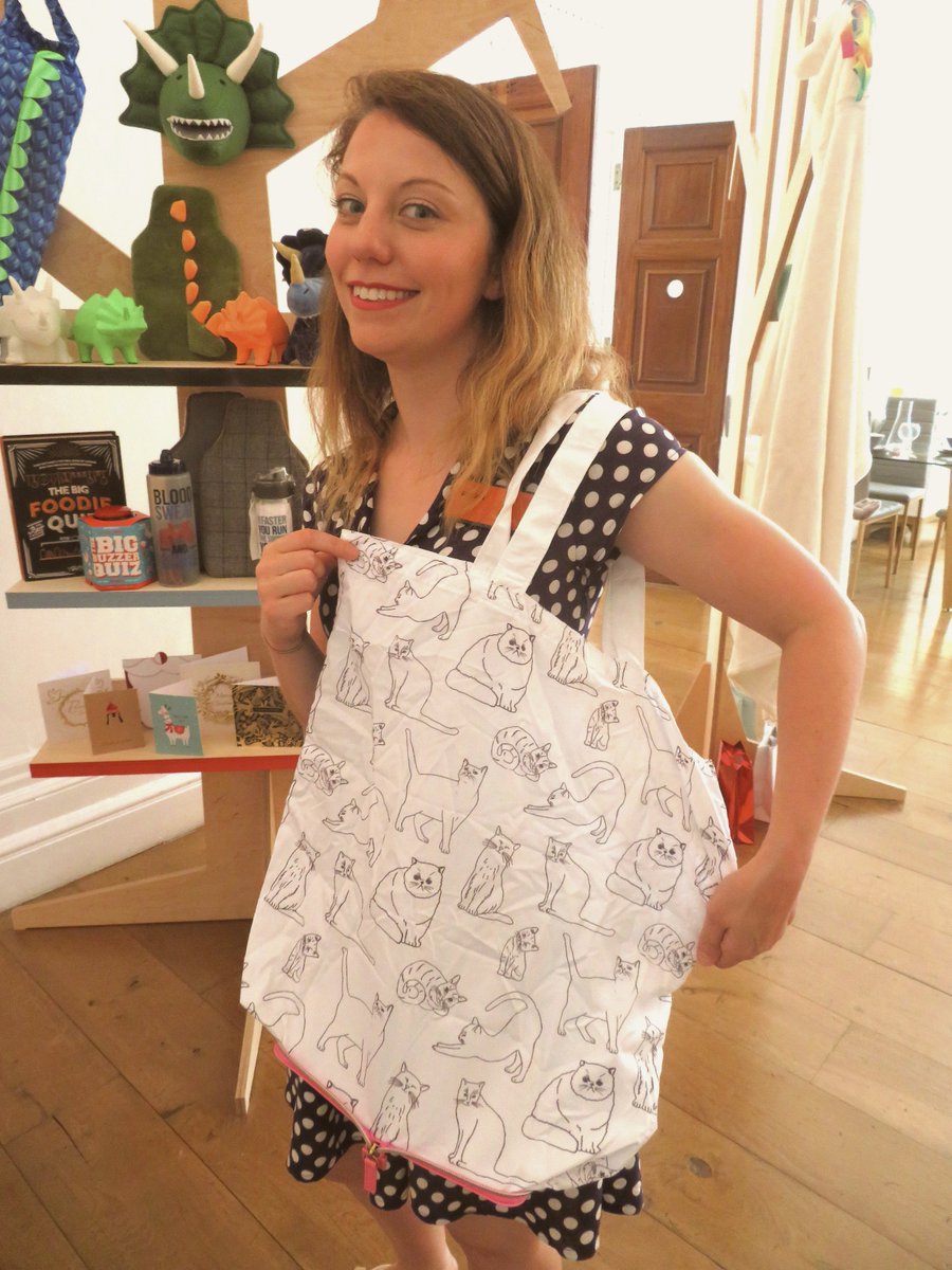 stephenmahoneym's tweet photo. My picture; Rachel Shellam artist/designer gifting & homeware at @Sainsburys showing me 'Meow You Doing' foldup shopping bag with her cat illustrations at AW18 preview London #rachelshellam #artist #designer #gifting & #homeware #showingme #meowyoudoing #thanks @camronpr https://t.co/TRBACVRpPo