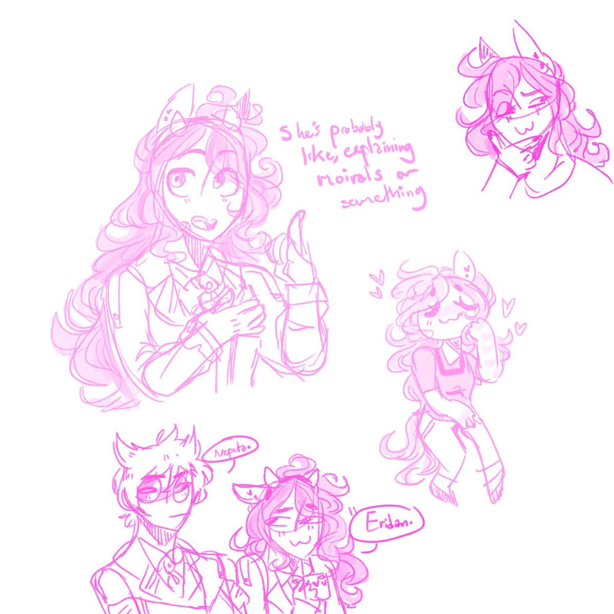 CHERIPEPSI's tweet image. AAAA SOME SKYLAS I GUESS ? 
I don’t post here much but uh !! Here’s some doodles !! 
Ft a Kuro at the bottom 💕