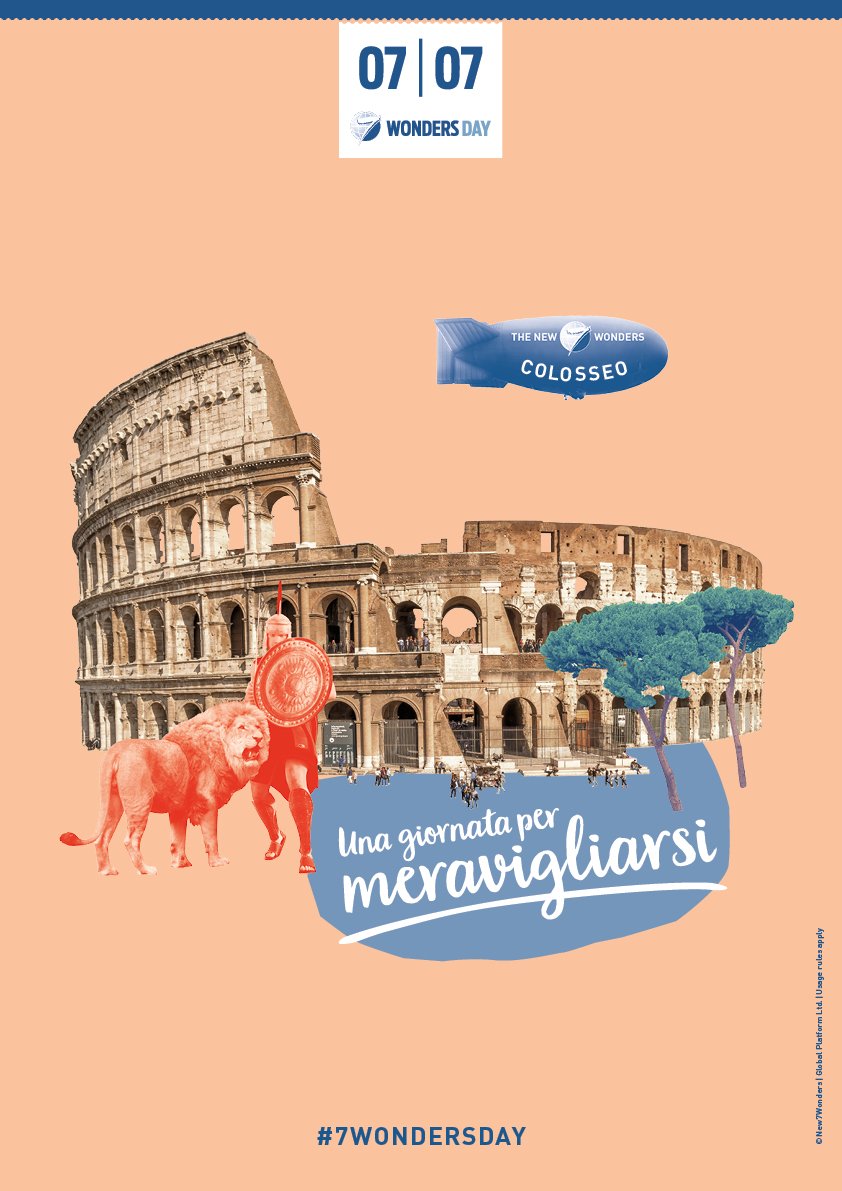 new7wonders's tweet photo. #7WD #Italy #7WondersDay #Colosseum: Today's a day to wonder in #Rome: https://t.co/3N2MWbsIXj https://t.co/Wl2vnjzfEU