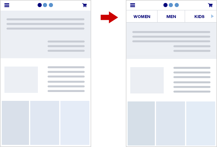 uxlinks's tweet photo. Growth Rock  » The Link Bar, an Ecommerce Mobile Homepage Navigation Alternative (to the Hamburger Menu) > https://t.co/JO0A1uJu2h #ux #uxdesign #ui #uidesign #ecommerce #conversion #navigation #mobile #webdesign #mobileux https://t.co/dPyvelC0Un