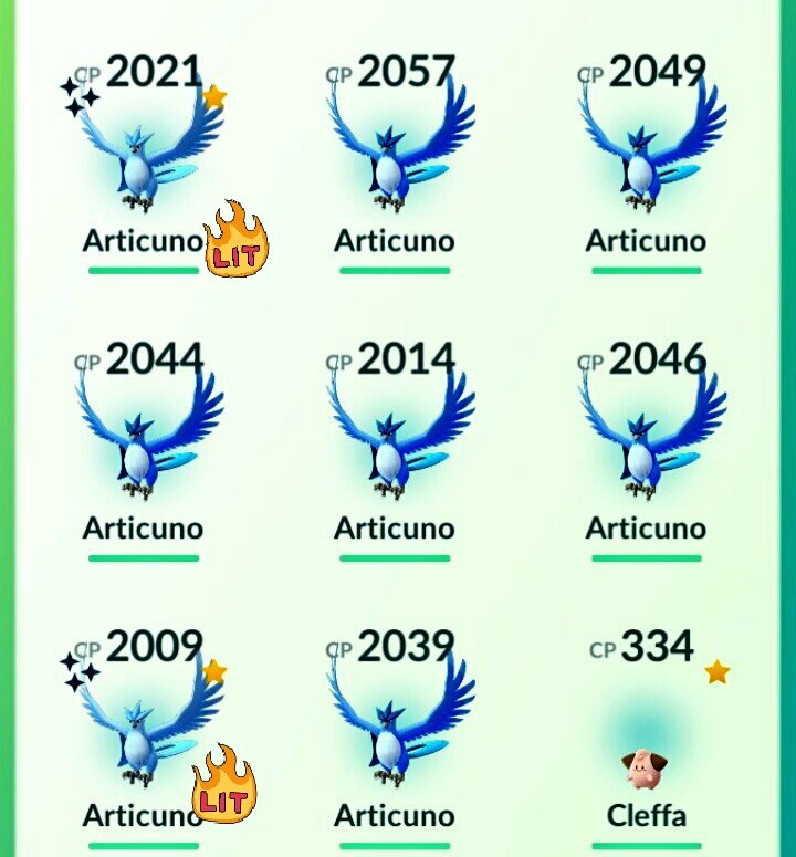 Articuno Cp Chart