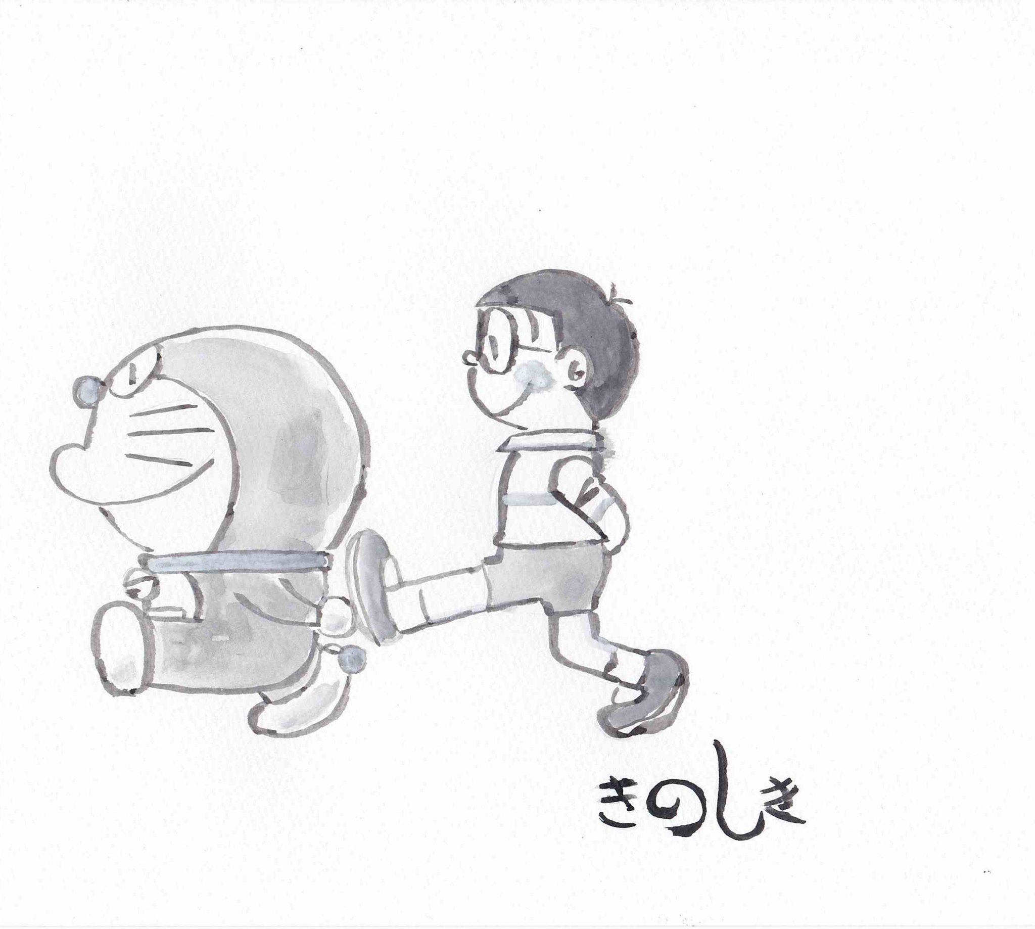 きのしき Twitterren 水墨画風ドラえもん ドラえもん のび太 藤子 F 不二雄 水墨画風イラスト T Co Yjyil9usaz Twitter