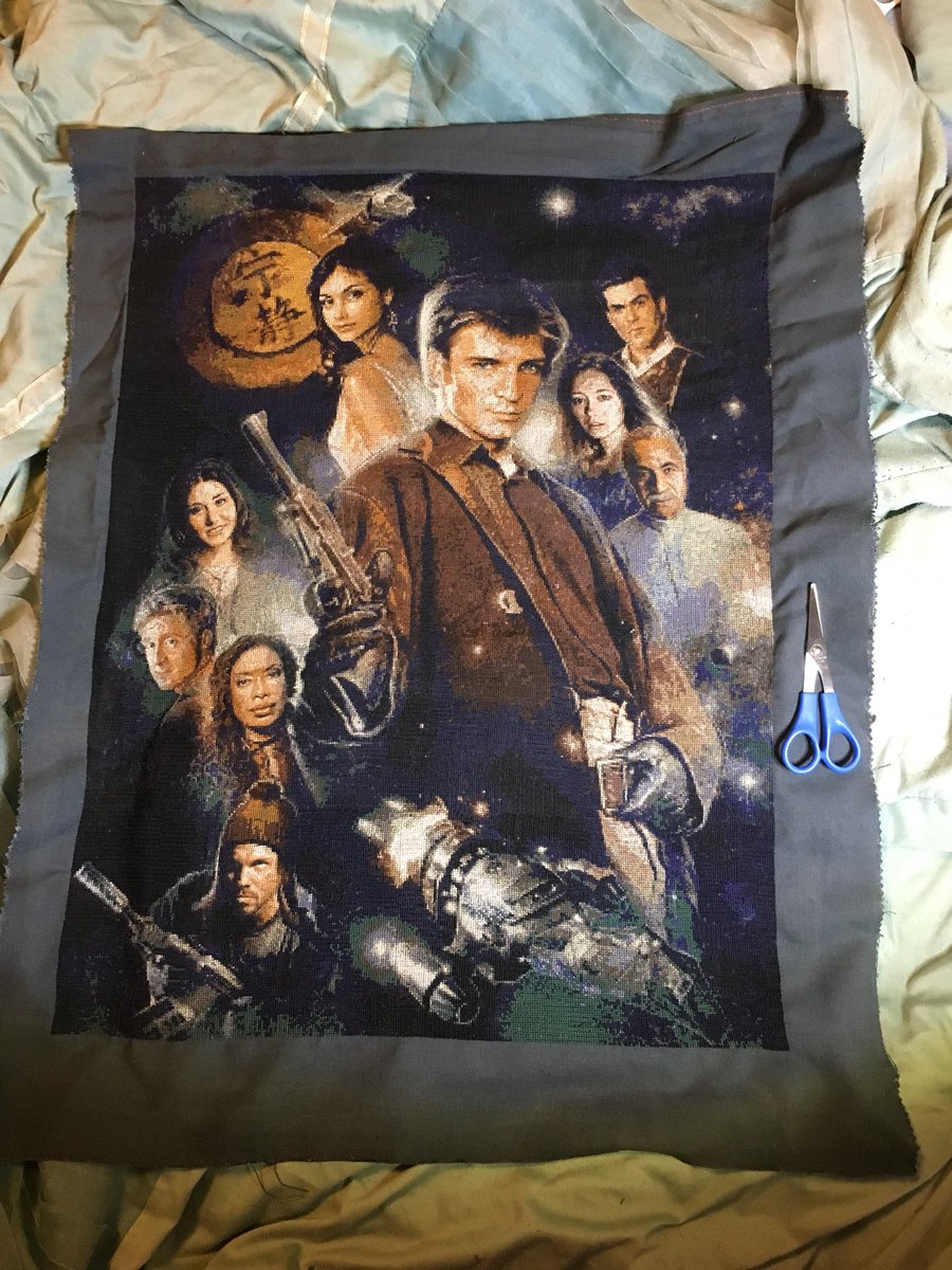 After almost a year, I finally finished #browncoat #firefly #crossstitch #ronglass #ginatorres #summerglau @AdamBaldwin