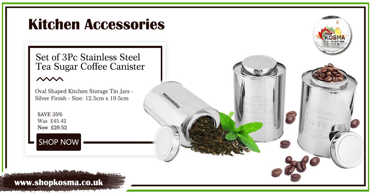 shopkosma's tweet photo. Hurry!!               
Buy now !        
 #KitchenAccessoriesinUK,#StorageJarContainer , #StainlessSteelTeaSugarCoffeeCanisterOnlineUK etc...        
Visit our link===========>https://t.co/Db9oDbavDr     
Email us at=======>cs@shopkosma.co.uk 😀🙂😇 https://t.co/iZbGCWJEDb