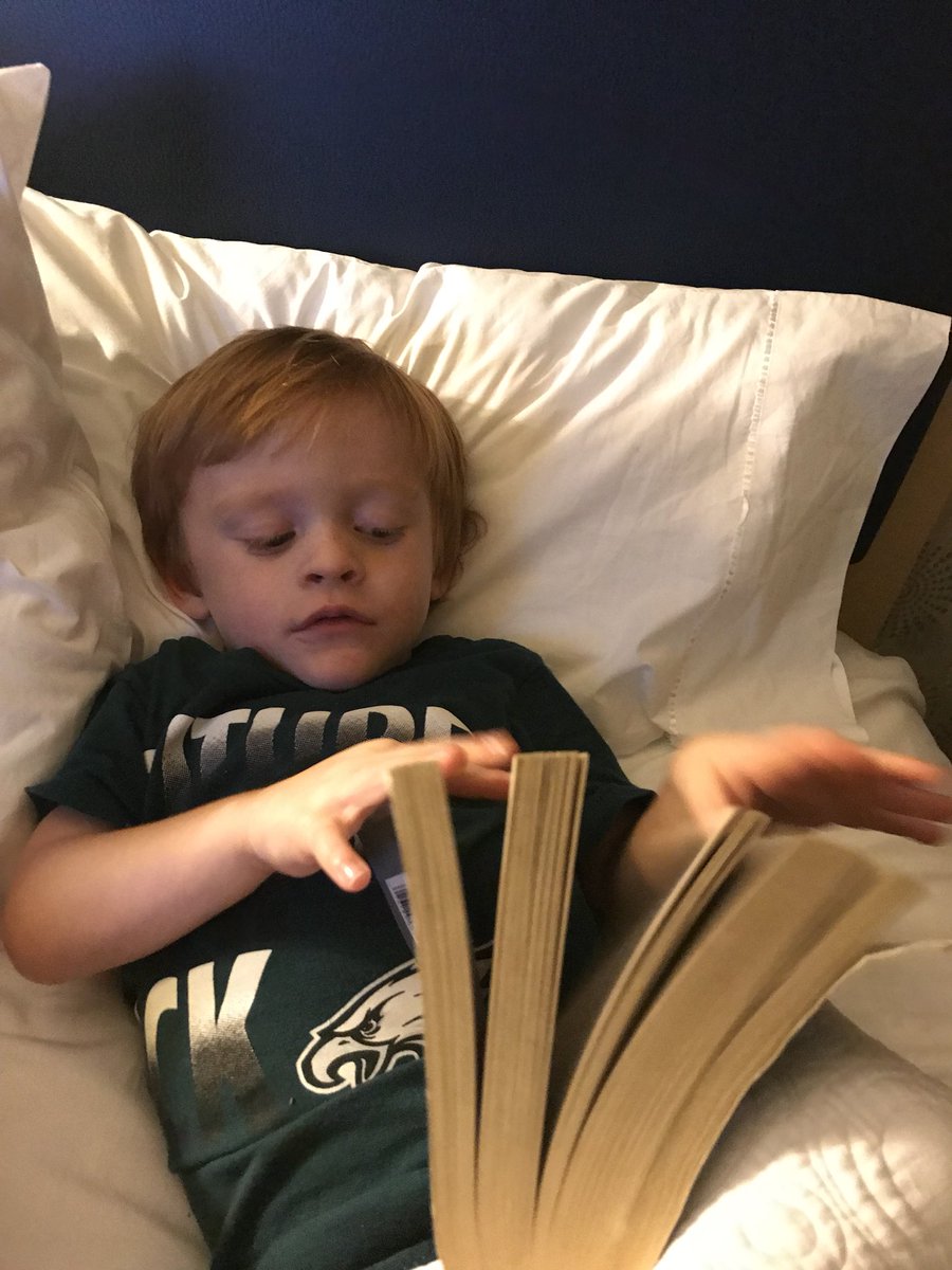 phillyfan1024's tweet photo. He took his dads #Gameofthronesbook #somelightreading #tryingtocatchup #ginger #GoT #cuteness https://t.co/Z1INWHJHzm