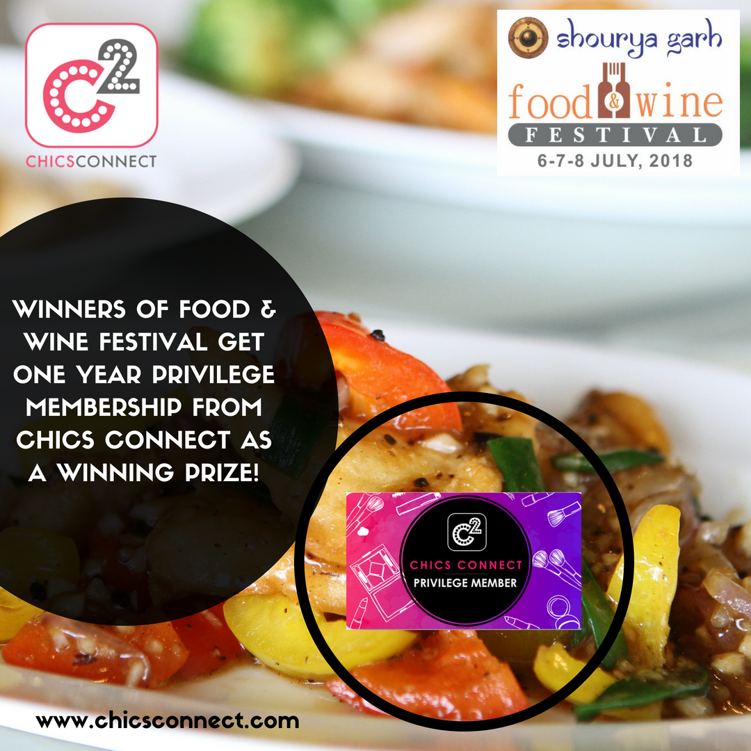 ChicsConnect's tweet photo. SHOURYAGARH FOOD &amp; WINE FESTIVAL

Winners of food &amp; wine festival get ONE year privilege membership from CHICS CONNECT for free! 
@shouryagarh 
#chicsconnect #udaipur #girlpower #womenentreprenuer #empoweringwomen https://t.co/9eF4n4AR9A