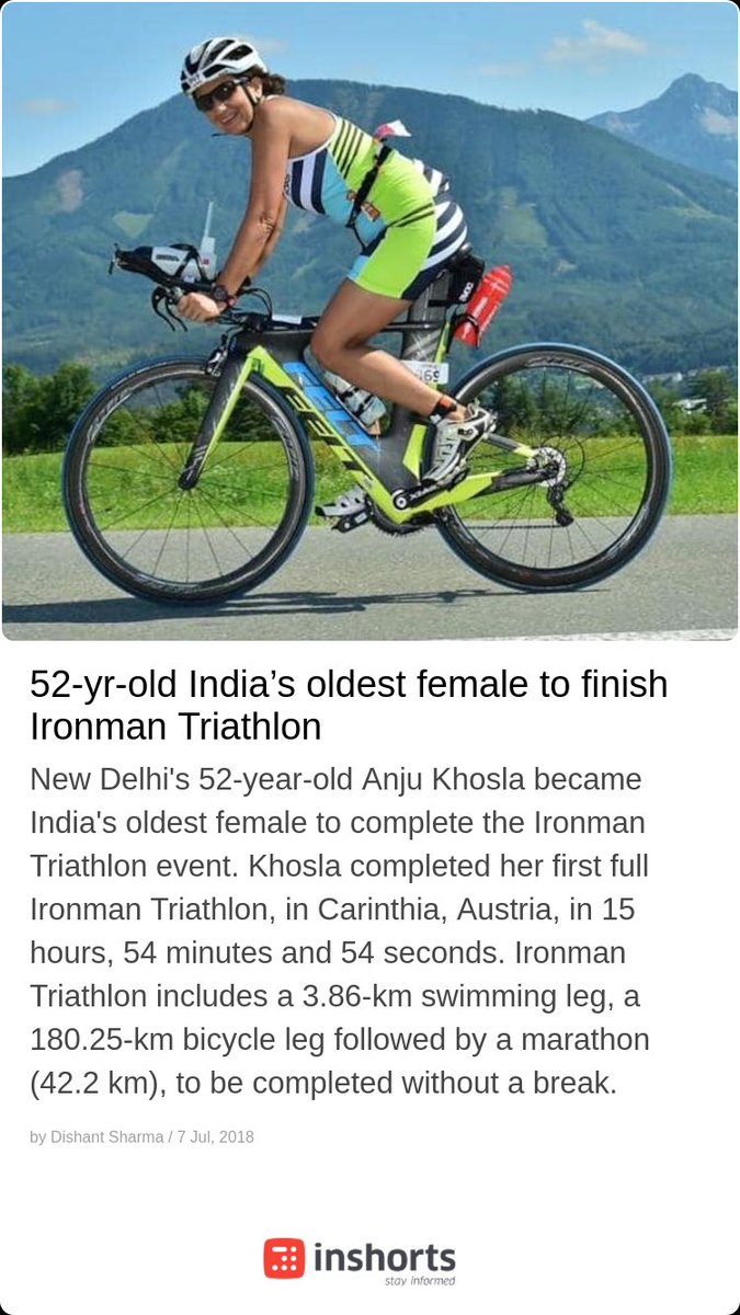 Inshorts On Twitter 52 Yr Old India S Oldest Female To Finish Ironman Triathlon Stay Informed With Inshorts India S Highest Rated News App Https T Co 6b1uu7g3bc Https T Co Tsjwxxfpxc twitter
