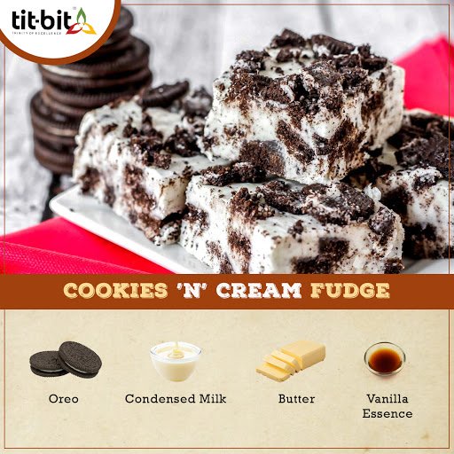 TitbitSpices's tweet photo. If you like cookies and cream, you’ll have to try this rich, enticing fudge made with cream-filled chocolate sandwich cookies.

#titbitspices #kaafihai #shareit #oreo #oreobiscuit #oreofudge https://t.co/g40zByzUbS
