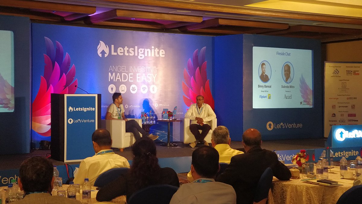 lvxventures's tweet photo. For the most awaited conversation of the evening, we have @binnybansal and @subratamitra on #LIBangalore stage today! Subrata from @accelindia wrote the first million $ cheque in @Flipkart! LIVE on @CNBCTV18Live https://t.co/uj7uZLvhX9