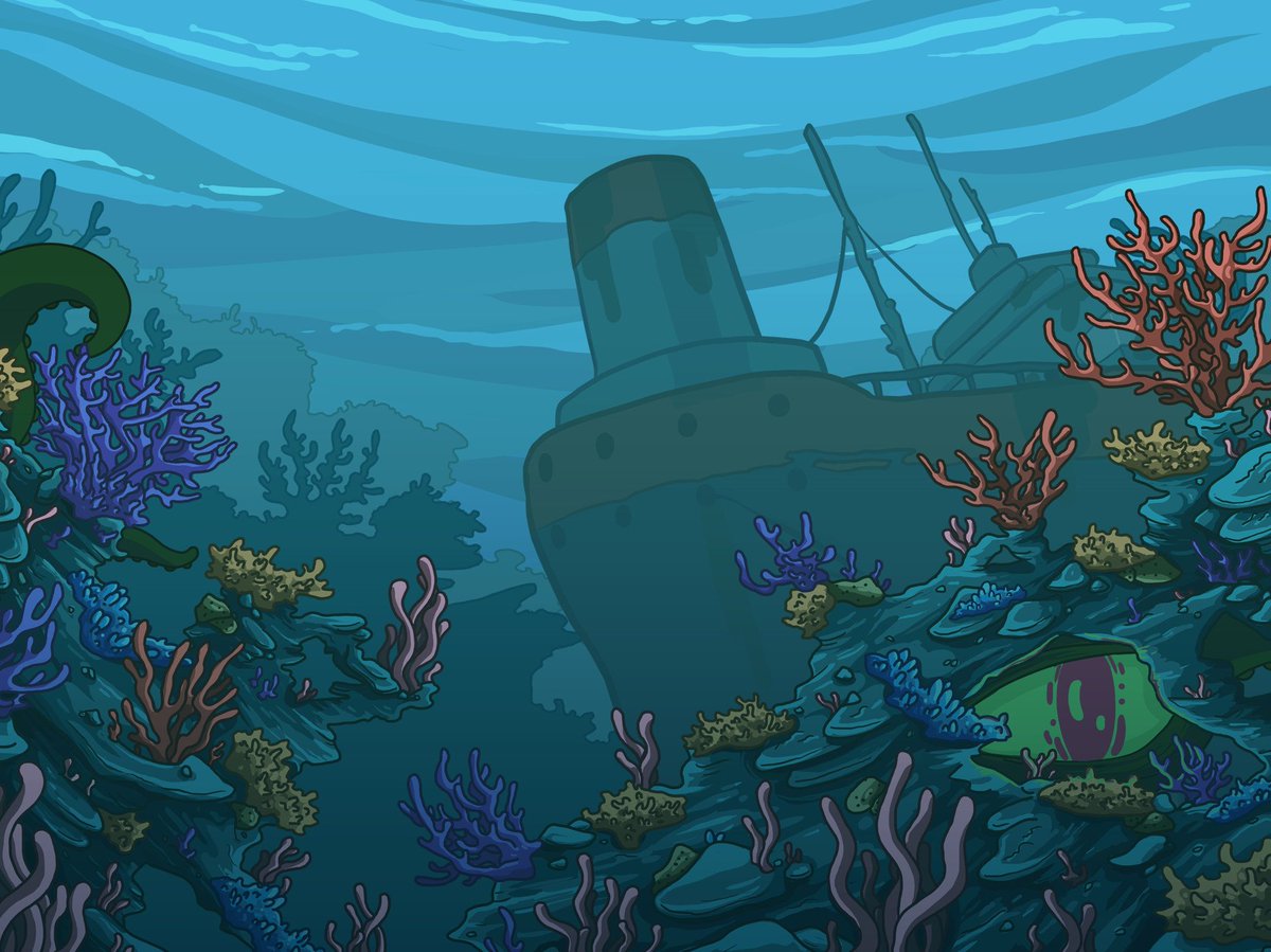Octopuss_dev's tweet photo. For this week's #screenshotsaturday we have a shot of one of our backgrounds in the coral reef! This level transitions to the shipwreck so we made sure to incorporate the structure into the background to provide context. #gamedev #indiedev #indievideogame #androiddev https://t.co/ceSVjxjU8o