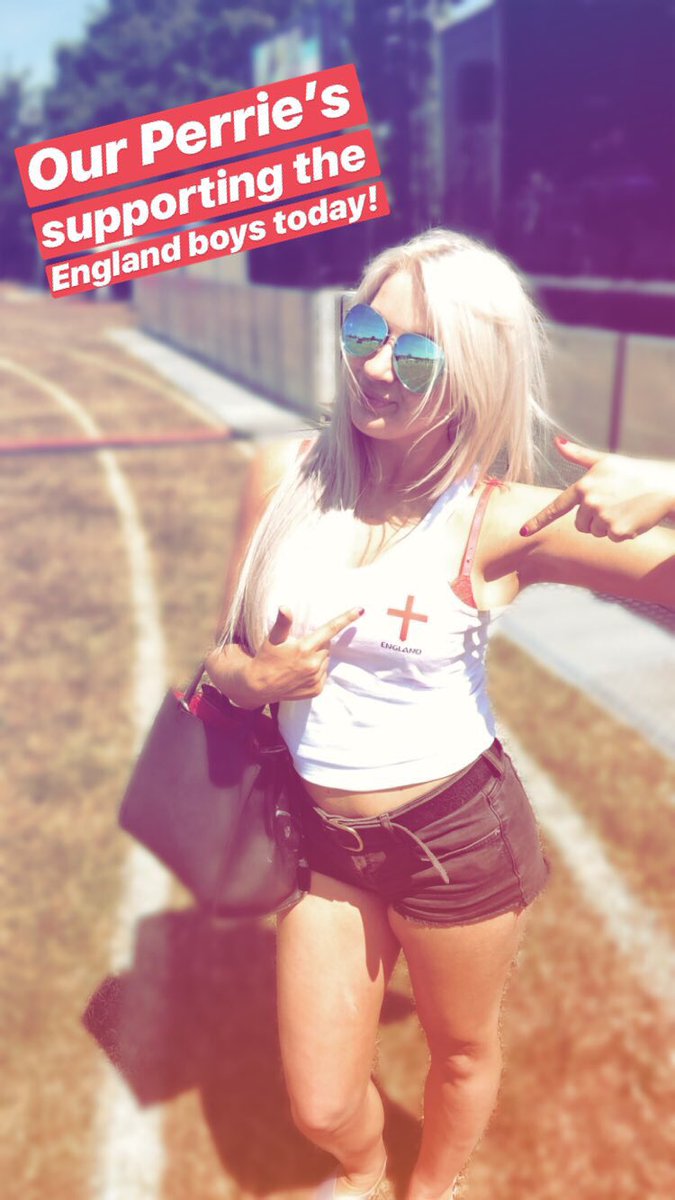 atouchofLM's tweet photo. Our Perrie is supporting the @England boys today! https://t.co/d70YclLNoS