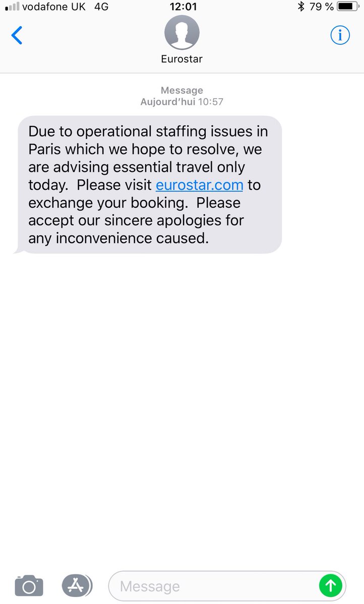 LizKopKop's tweet photo. @Eurostar Est-ce que quelqu’un peut m’expliquer ce message? Je dois prendre mon train ce soir. C’est inacceptable !! https://t.co/1MHi90Yhqe