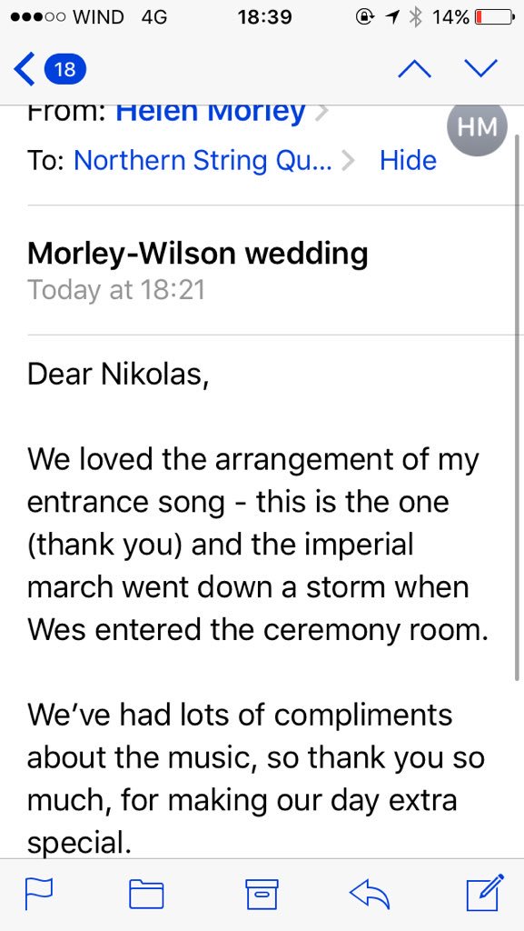 NorthernQuartet's tweet photo. We are always proud to hear that married couples are extremely happy with our wedding services. #wedding #weddings #Strings #stringquartet #northernstringquartet #feedback #happycouple #love #beautiful #professional #musicians #music https://t.co/y35MXaROhy