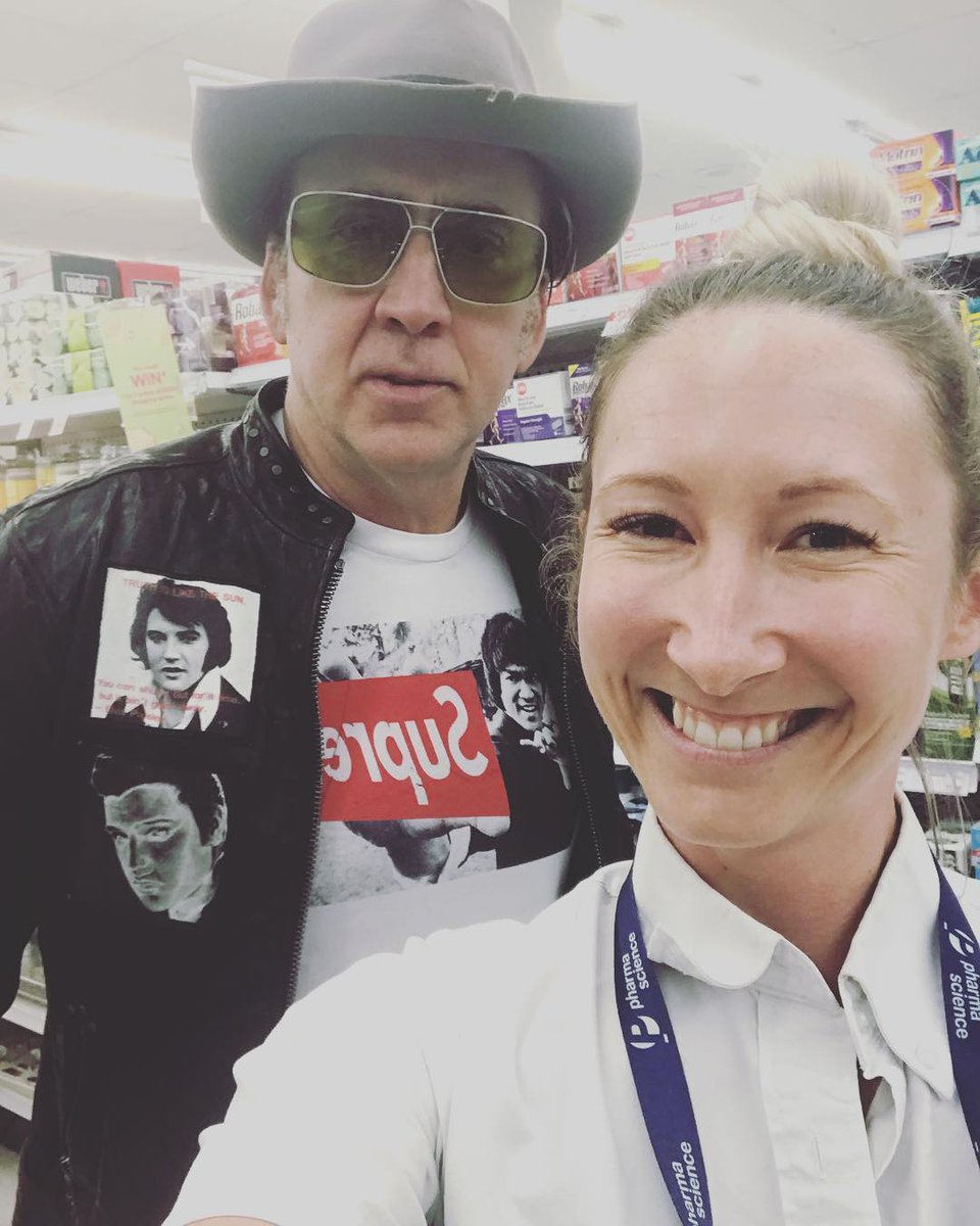 CageOnFire's tweet image. [PIC] Nicolas Cage in a pharmacy this week in Kelowna, BC! #AScoreToSettle