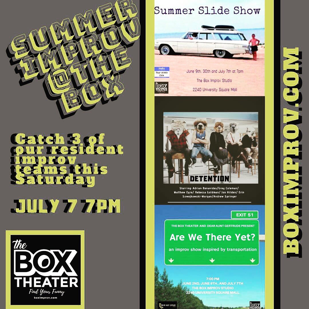 #TheHerd is back #tonight #Tampa 7pm <a href="/BoxImprov/">The Box Theater</a> #improv #comedy w/ <a href="/YourMiddleChild/">Your Middle Child</a> &amp; <a href="/GertrudeImprov/">Dear Aunt Gertrude</a> #Summer #laughs #longform #thingstodo