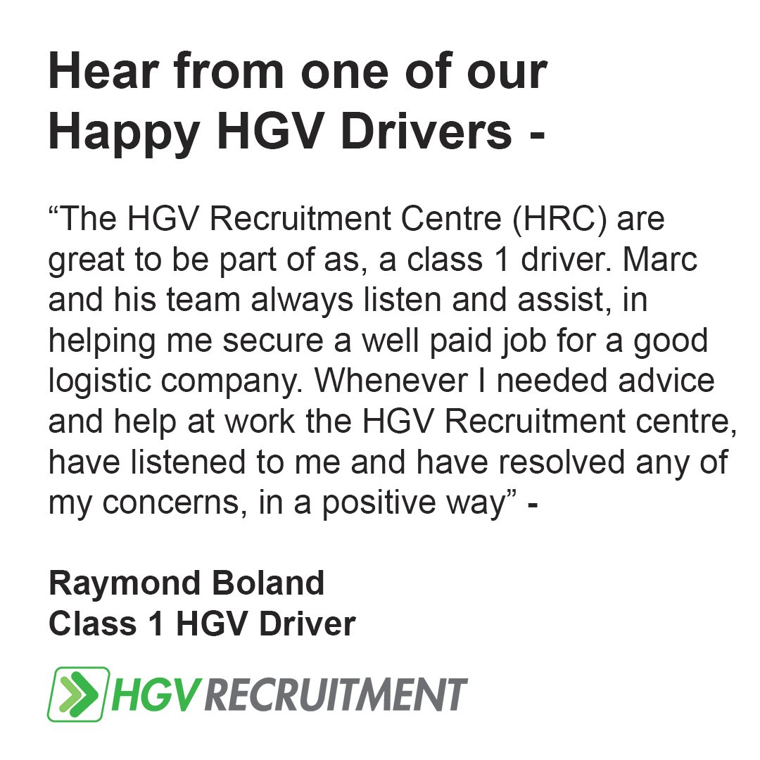It was a pleasure working with you Raymond and having managed to secure you a job with a great company as a Class 1 driver. Best of luck in your job! #HGV #LGV #Truck