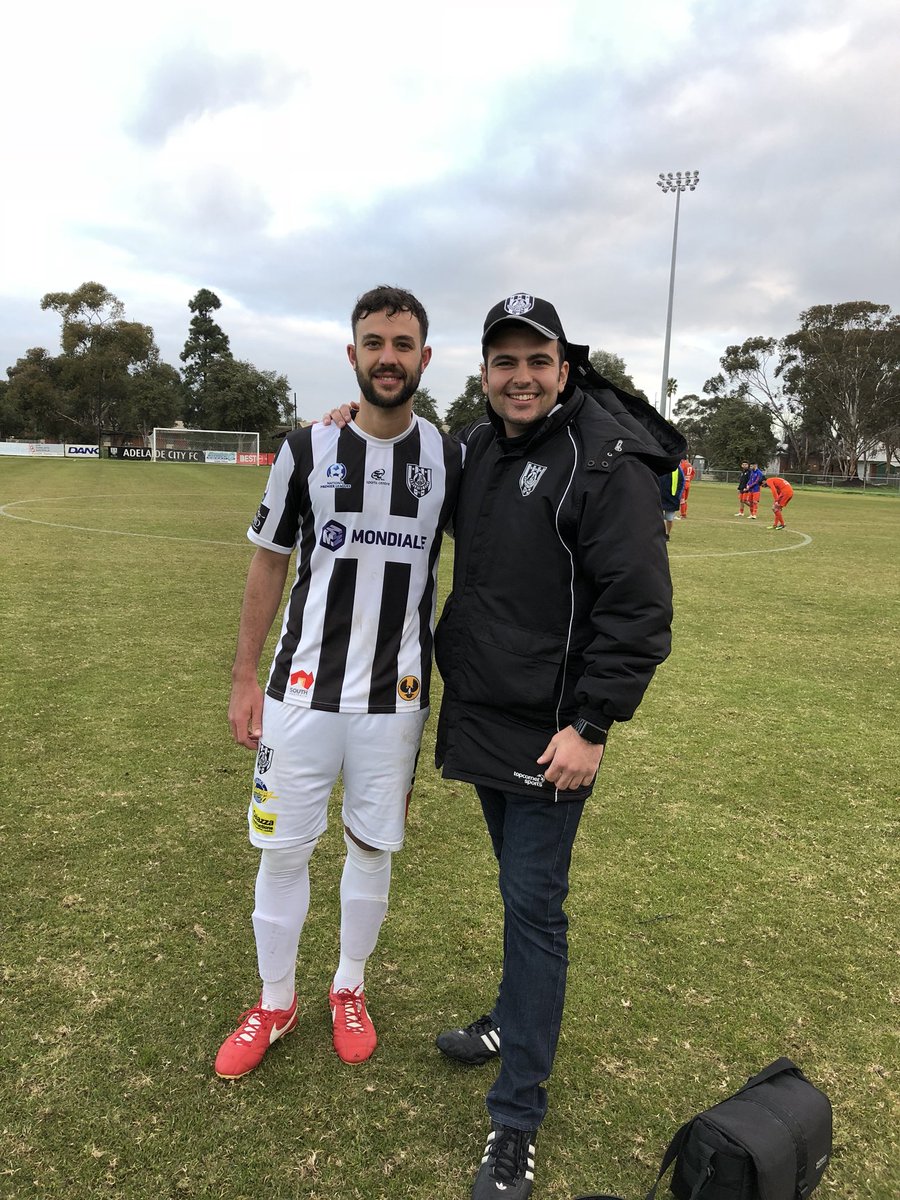 AdelaideCityFC's tweet photo. Frankie Bria was on hand today to present @anth_costa with his Arkaba Fanโs Player of the Match award after his hat-trick helped @AdelaideCityFC to a 4-0 win over Sturt Lions #Arkaba #ACFC #NPLSA #ACvSL #cityneversleeps https://t.co/XoqFygMN2L