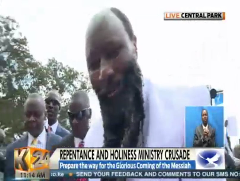 K24Tv's tweet photo. Prophet Owuor arrives at Central Park for the Repentance and Holiness Ministry crusade. Stream live via https://t.co/4uubAvWzT1 https://t.co/e9Ll7PzfOo