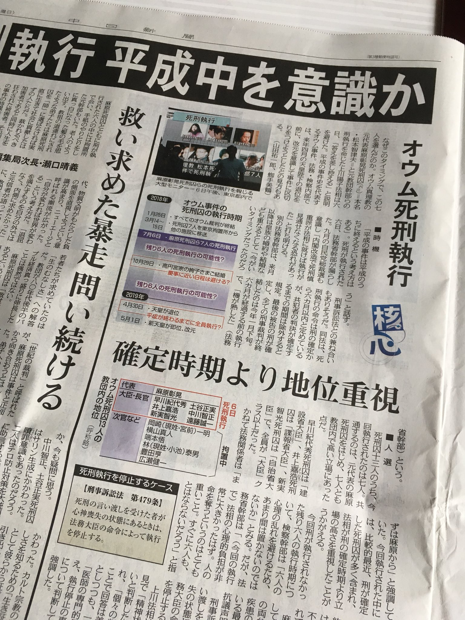 のどっち على تويتر 死刑執行は刑の確定から六カ月以内が定め 全てが結審したのは今年1月 答えが書いてあるのに見出しは 平成中を意識か