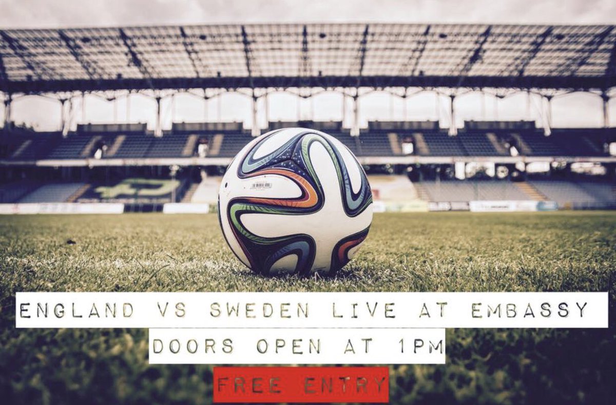 Watch the England VS Sweden match live at the venue with the most screens and best sound in town! Free entry, doors open at 1pm!                                     To reserve a table with your own screen message us now! 100% ID policy