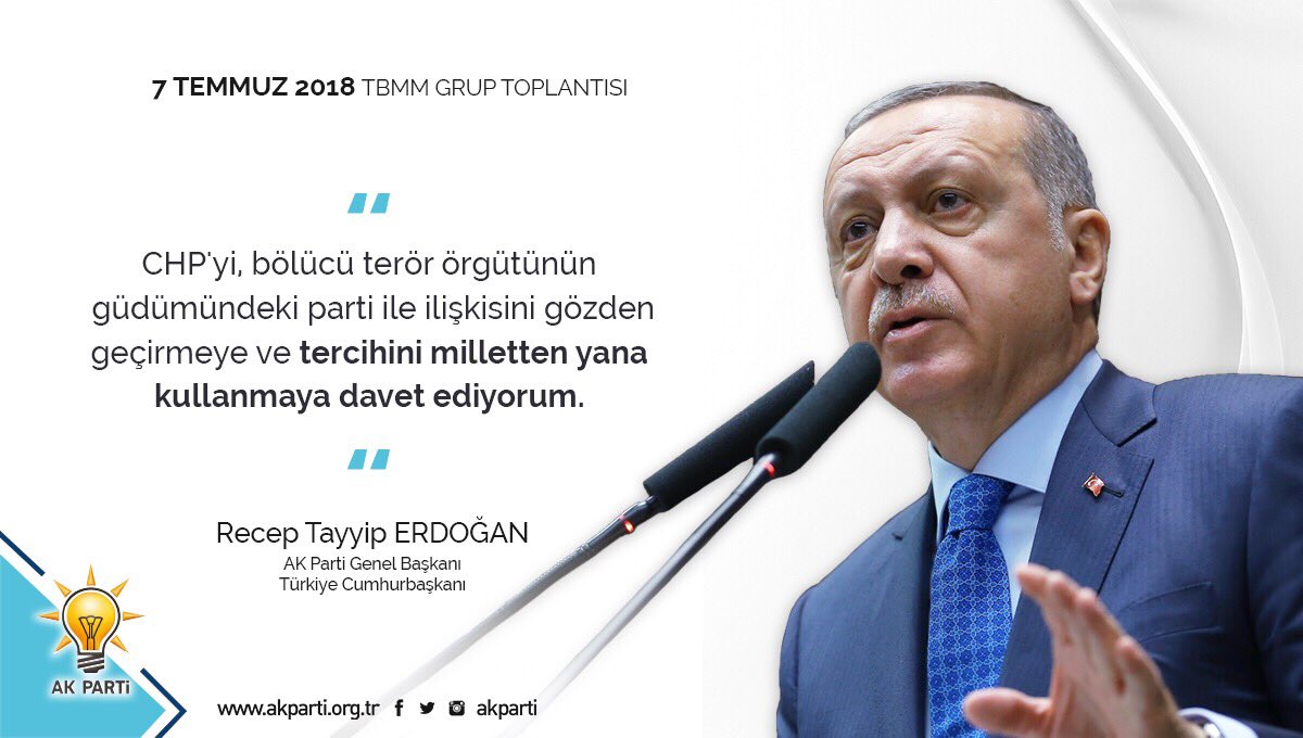 Akparti's tweet photo. “CHP'yi, bölücü terör örgütünün güdümündeki parti ile ilişkisini gözden geçirmeye ve tercihini milletten yana kullanmaya davet ediyorum.” https://t.co/QOVQAjMQ7U https://t.co/aHFeRKe0Px