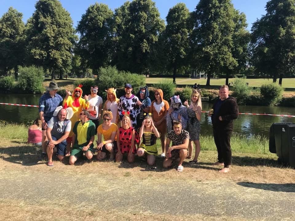 paveawaysltd's tweet photo. We’re at the @severnhospice Dragon Boat race in the quarry today. Come and say hi to this strange bunch of animals 😂🐲🚣🏽♀️ #dragons2018 #shropshiresafari https://t.co/XYzb8YW04k