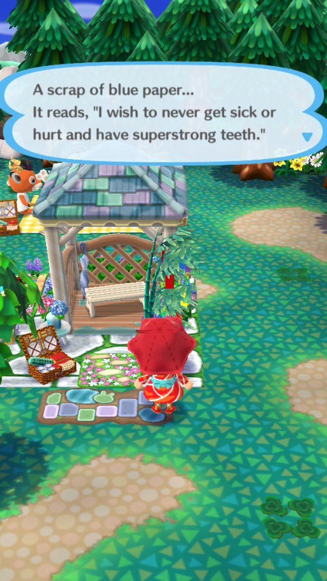 opalonalux's tweet photo. Cool thing about this bamboo grass is that when you click on it, it will read out the wishes of campers (or whoever wrote them). Such a cute detail! ❤️🎋 #AnimalCrossing #PockerCamp https://t.co/EITBg7VzzX