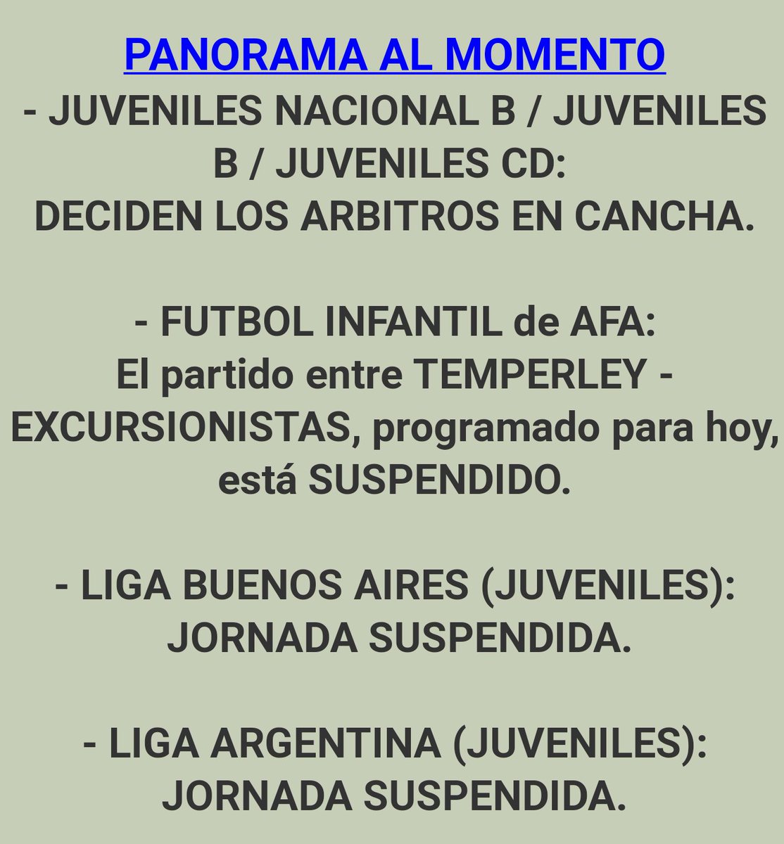 PANORAMA DE LA JORNADA HASTA EL MOMENTO.