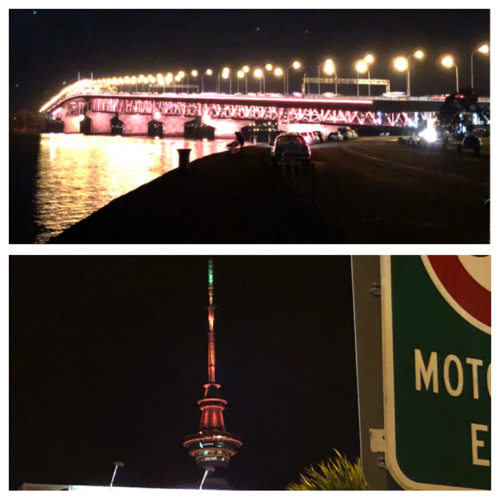 jkindy61's tweet photo. Auckland’s Skytower and harbour Bridge lit up red tonight. What do they know? #twentyonepilots @joshuadun @tylerrjoseph https://t.co/Y1rqECHc1E