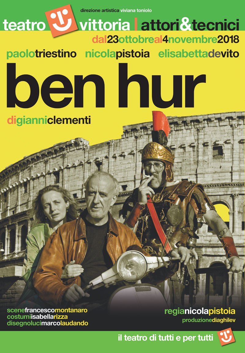 Dal 23 ottobre al 4 novembre, #BenHur, un perfetto mix di risate, pensieri, emozione e cattiveria

#teatro #teatrovittoria #benhur #spettacolo #spettacoli #abbonamento #paolotriestino #nicolapistoia #elisabettadevito