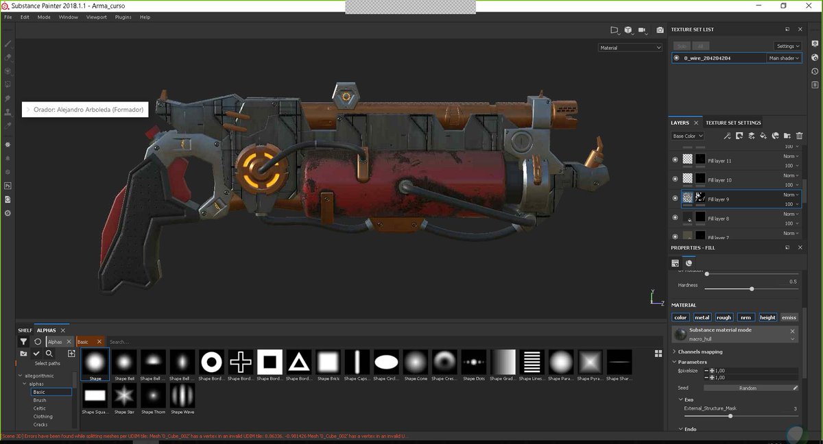 SaveGamesStudio's tweet photo. Estamos aprendiendo una barbaridad de #SubstancePainter con @ArboledaRT_ en el Workshop de Texturizado que estamos dando hoy en el estudio!
Estamos texturizando el arma que modeló nuestro compañero @DaniMSGraphics ¿Qué os parece cómo va? https://t.co/rfEPH6yh8l