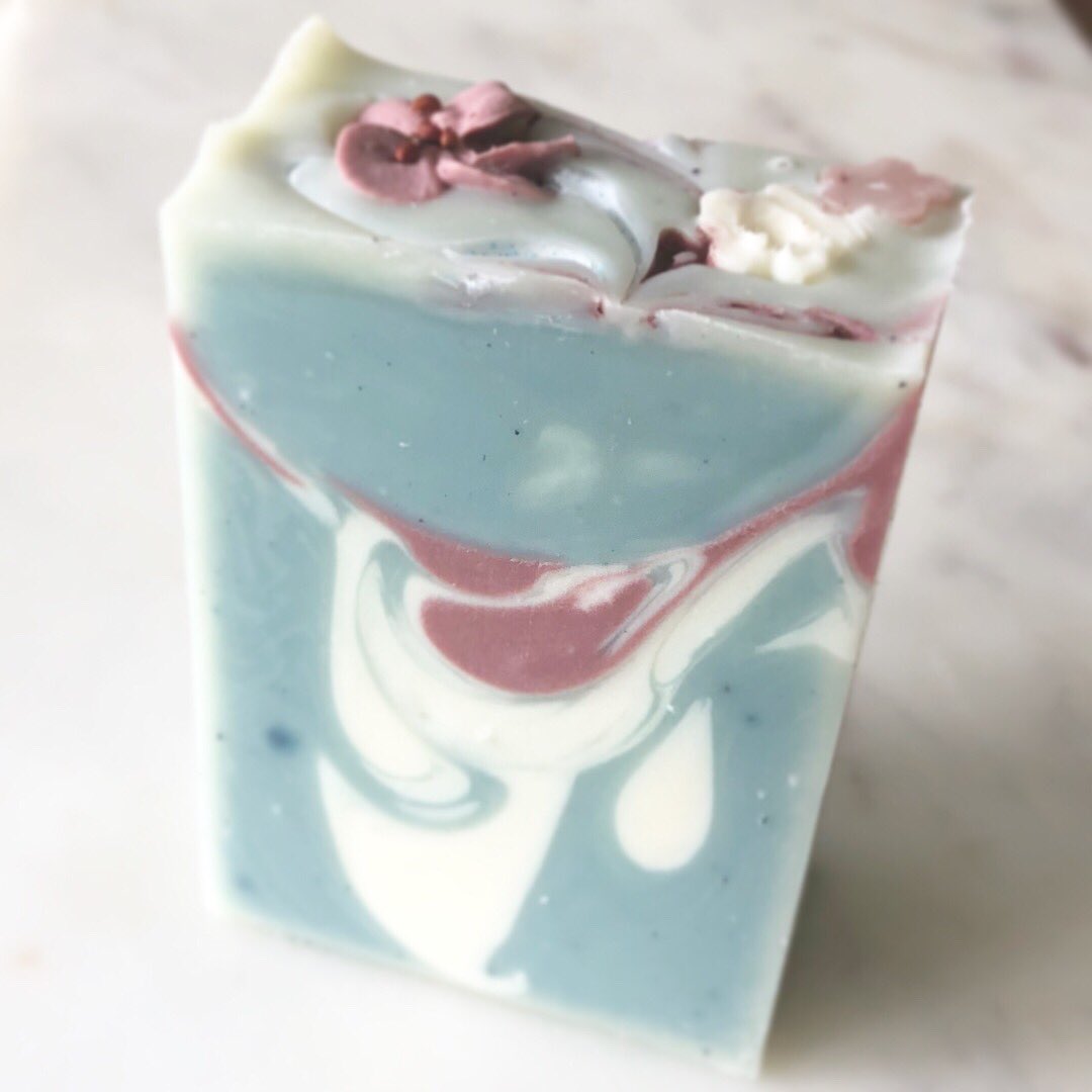 CJSoapDesign's tweet photo. Blue skies and blossom soap, all natural, vegan soap with essential oils... https://t.co/OUziooM8wB