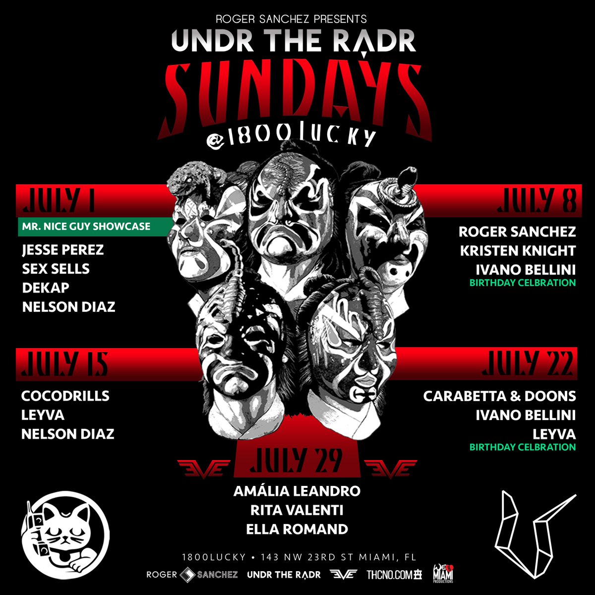 We're bringing the 🔥🔥🔥 to <a href="/1800luckymia/">1800lucky</a> this month with a heavy lineup... Providing the beats tomorrow we have <a href="/djrogersanchez/">Roger Sanchez</a>, <a href="/KristenKnight/">KRISTEN KNIGHT</a> and <a href="/IVANOBELLINI/">Ivano Bellini</a>!