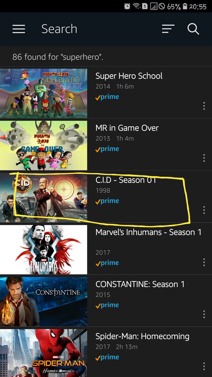 inayatukhan's tweet photo. Searched "Superhero" on @PrimeVideoIN and these are the options I got. #CIDJOKES #Amazon #PrimeVideo https://t.co/Pjnh5TsSl4