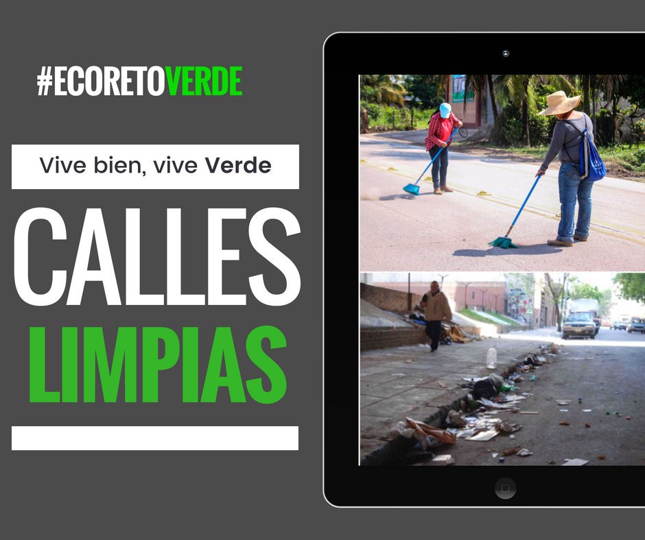 Día 7 #EcoRetoVerde Una calle limpia hace sentir bien a quien camina por ella, mantén limpio el espacio en el que vives.