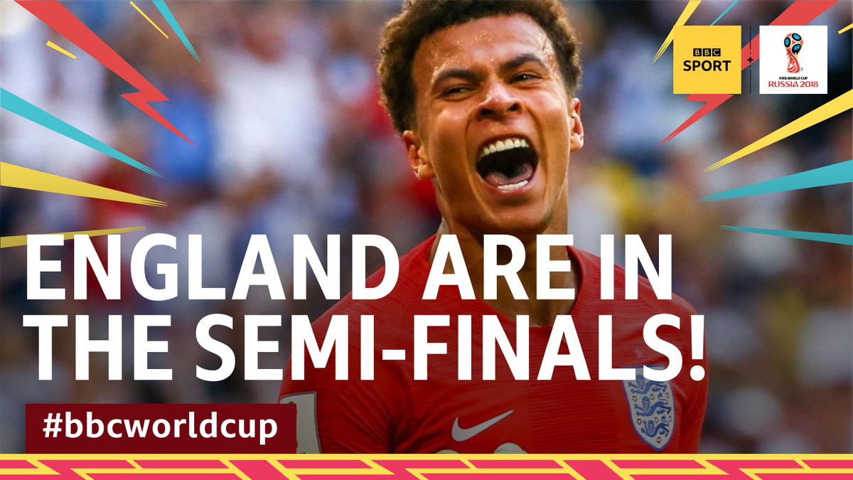 THEY'VE DONE IT!

England have reached a #WorldCup semi-final for the first time since 1990!

FT: #SWE 0-2 #ENG 

Reaction:
📺 <a href="/BBCOne/">BBC One</a> 
📱 bbc.in/2u0mJlo 
📻 <a href="/5liveSport/">BBC 5 Live Sport</a> 

#ENGSWE