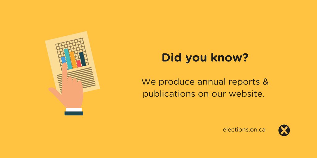 ElectionsON's tweet photo. Did you know? Elections Ontario produces annual reports & publications to share information with the public. Find them here: https://t.co/o3mqwlHrq8 #WeMakeVotingEasy #DYK https://t.co/27s4htYLuu
