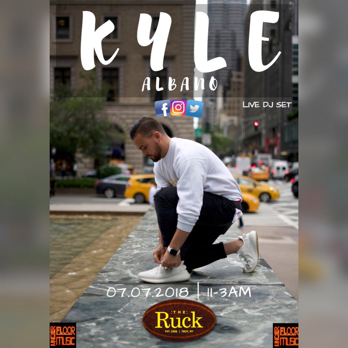 KyleAlbanoMusic's tweet photo. Find me in Troy tonight at @GetRuckedTroy right after the SoCo Block Party! 
Music starts at 11pm 
💿🎚🎛🎚💿 
@UnderFloorMUSIC https://t.co/YFL2H3awxk
