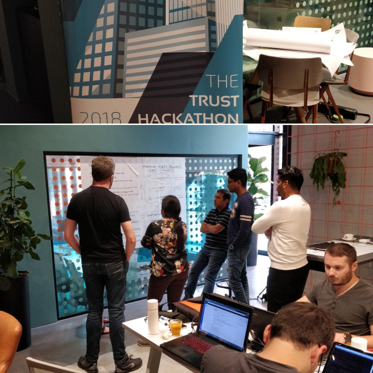 jonasSnellinckx's tweet photo. Mentoring at the @FinosGlobal "Trust hackathon". Great athomsphere. It's nice to see these different experts from the Trust industry come together with technology experts and hack together a solution for bank account creation in a trust model.  #blockchain #hackathon #trusttech https://t.co/Buv8XzuZMI