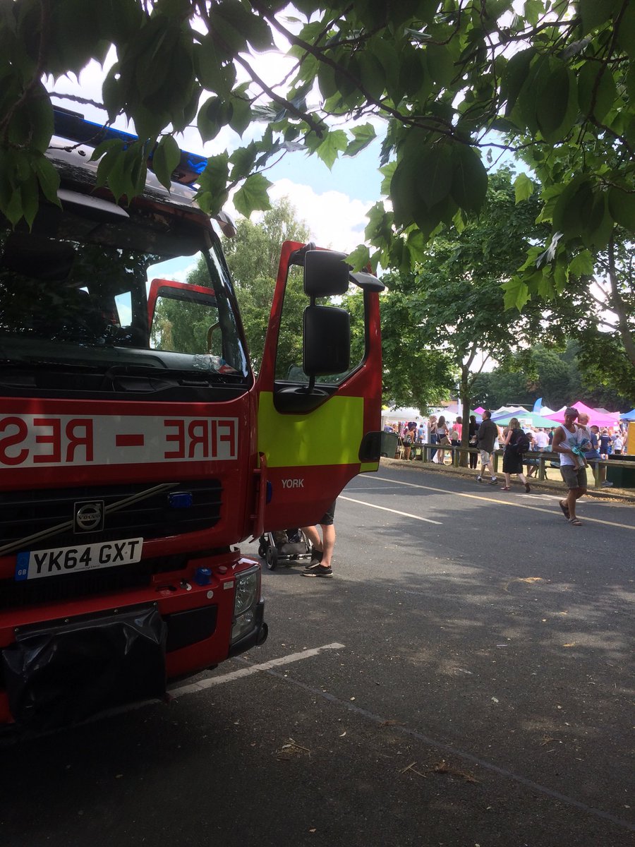 York fire engine and CSO attending Copmanthorpe carnival giving fire safety advice