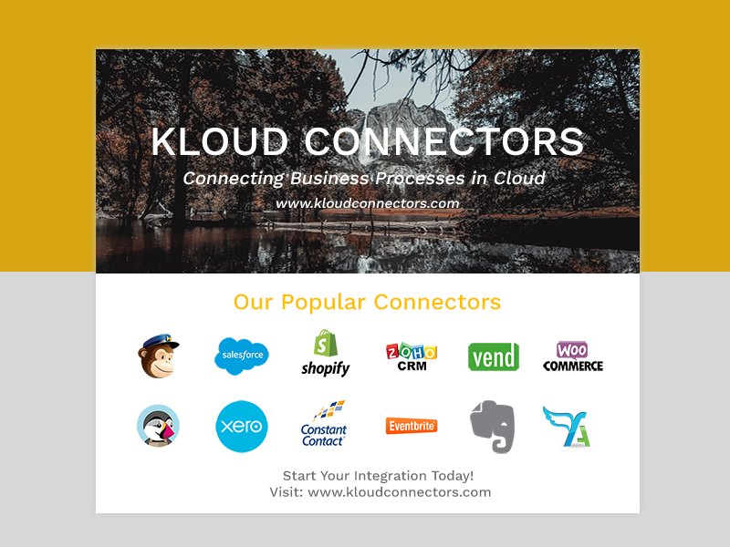KloudConnectors's tweet image. #KloudConnectors #integrates #popular #SaaS/Cloud Apps at #Business Processes level and Data level. They helps customers in 87 countries to connect their cloud apps and processes 2.5 million records every day!!.
Get free trial.
Visit : bit.ly/2NiuYS0