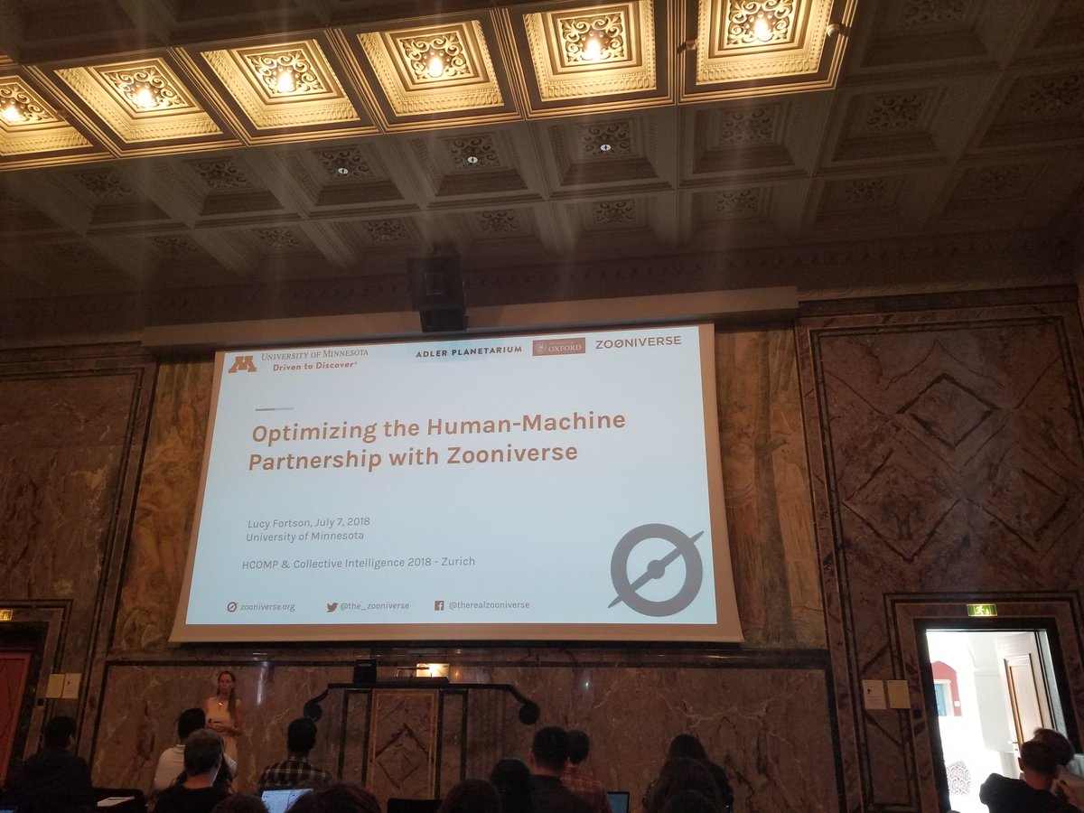 wslasecki's tweet image. Next joint #hcomp2018 / #collectiveintelligence keynote is @LucyFortson talking about Zooniverse!